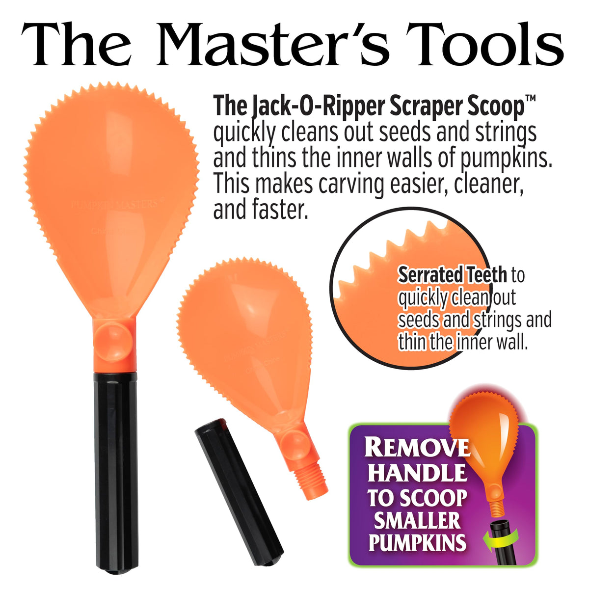 Kit de sculpture tout-en-un premium Pumpkin Masters – Kit complet de sculpture de citrouille d'Halloween avec grands outils à manche et nouveaux motifs