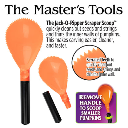 Kit de sculpture tout-en-un premium Pumpkin Masters – Kit complet de sculpture de citrouille d'Halloween avec grands outils à manche et nouveaux motifs