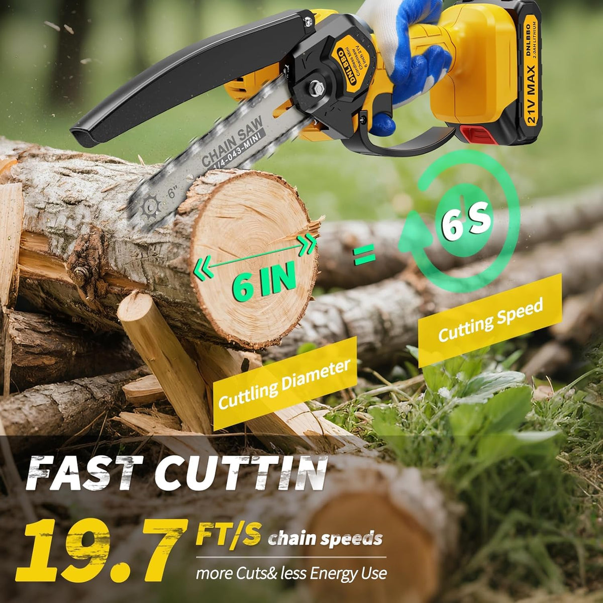 Mini Chainsaw Cordless,6 Inch Handheld Electric Power Chain Saw with Power Display, for Trees Branches Trimming,Wood Cutting, Holiday Gifts for Men, Fathers & Gardening Enthusiasts 🍁 All In One Marketplace Canada