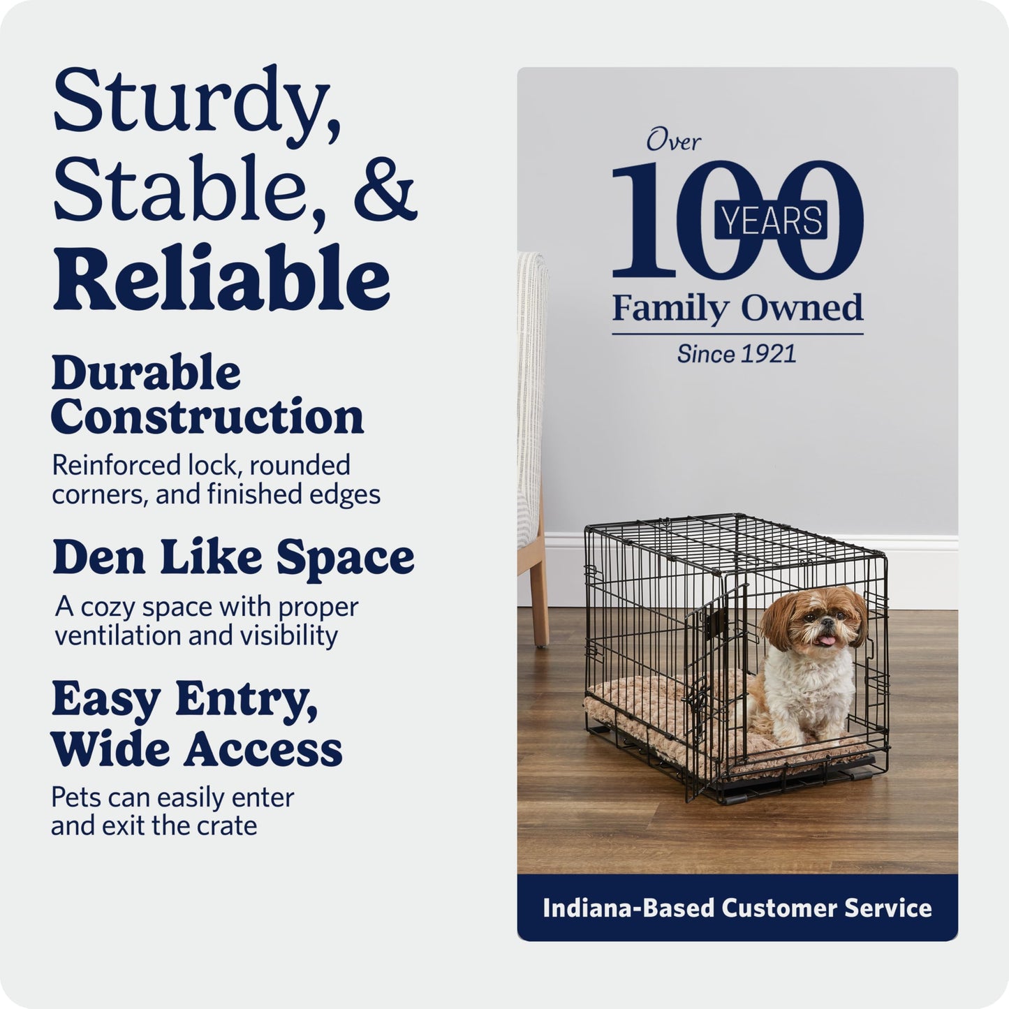 MidWest Homes for Pets 22-Inch iCrate for Extra-Small Breeds, Up to 15 lbs, Single Door Folding Dog Crate with Divider Panel, Leak-Proof Tray & Secure Latch, Portable, Durable & Easy to Assemble MidWest Homes for Pets