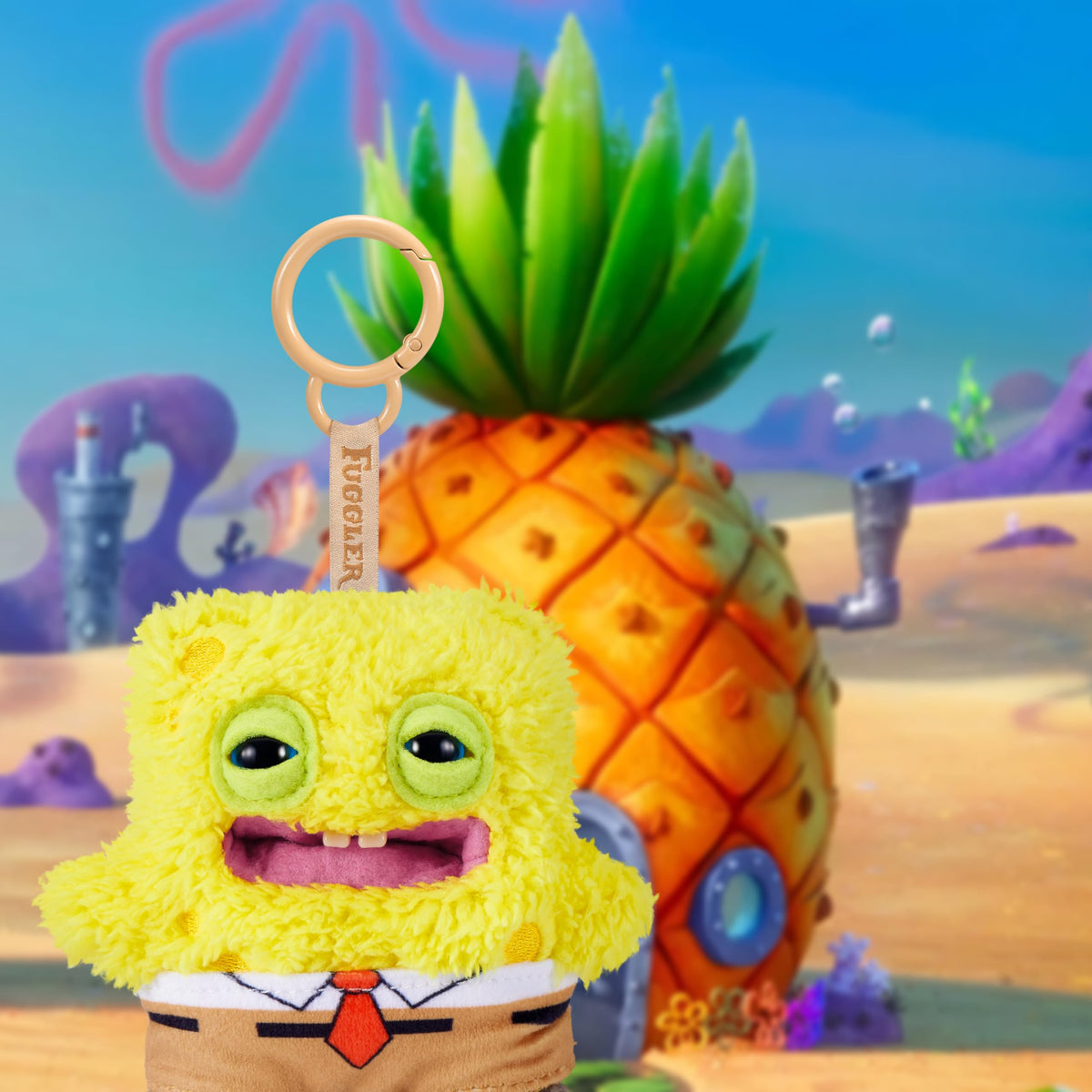 Fuggler Spongebob 5-Inch Plush Keyring 5 Pack by ZURU – Funny Ugly Monster Stuffed Animal with Human-Like Teeth, Collectible Bag Charm for Kids, Tweens, Teens, Adults & Fans of Weird Plush