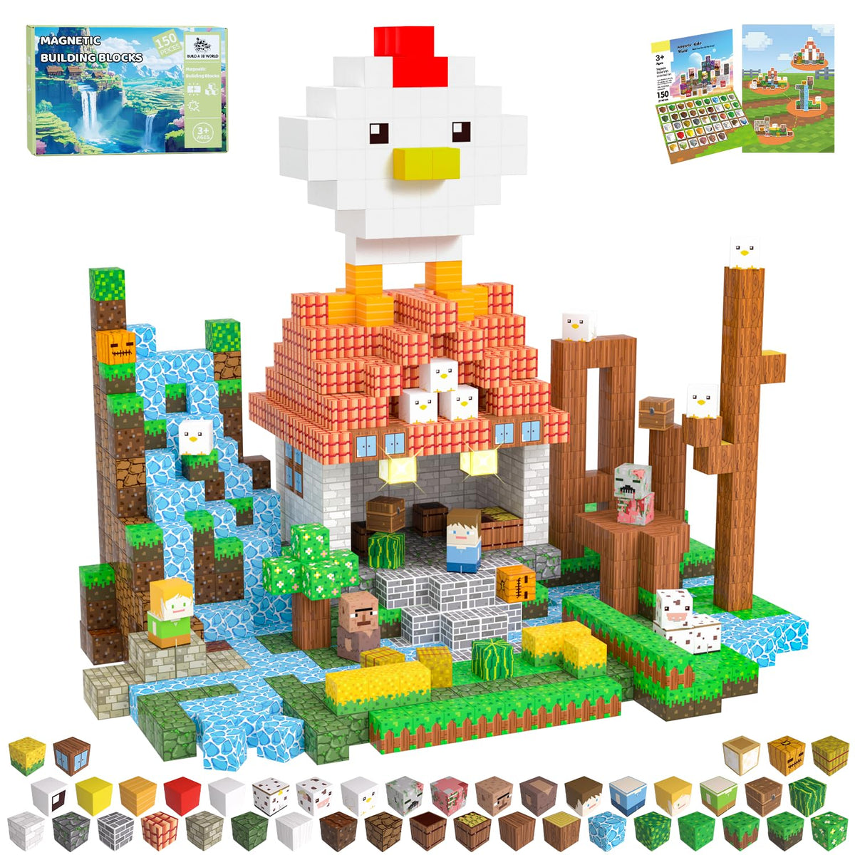 SSAWER Magnetic Blocks, 150PCS Light Up Building Cube Toys Gifts for Kids 🍁 All In One Marketplace Canada