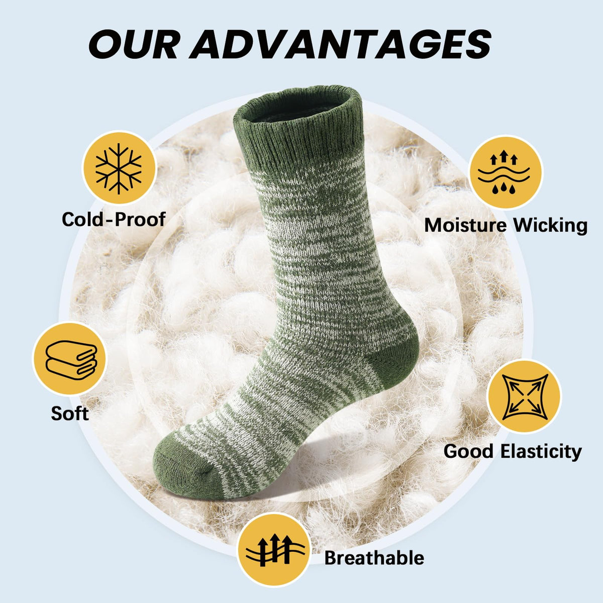 YUVFEHY 5 Pairs Merino Wool Socks for Men Extra Thick for Winter Hiking 🍁 All In One Marketplace Canada