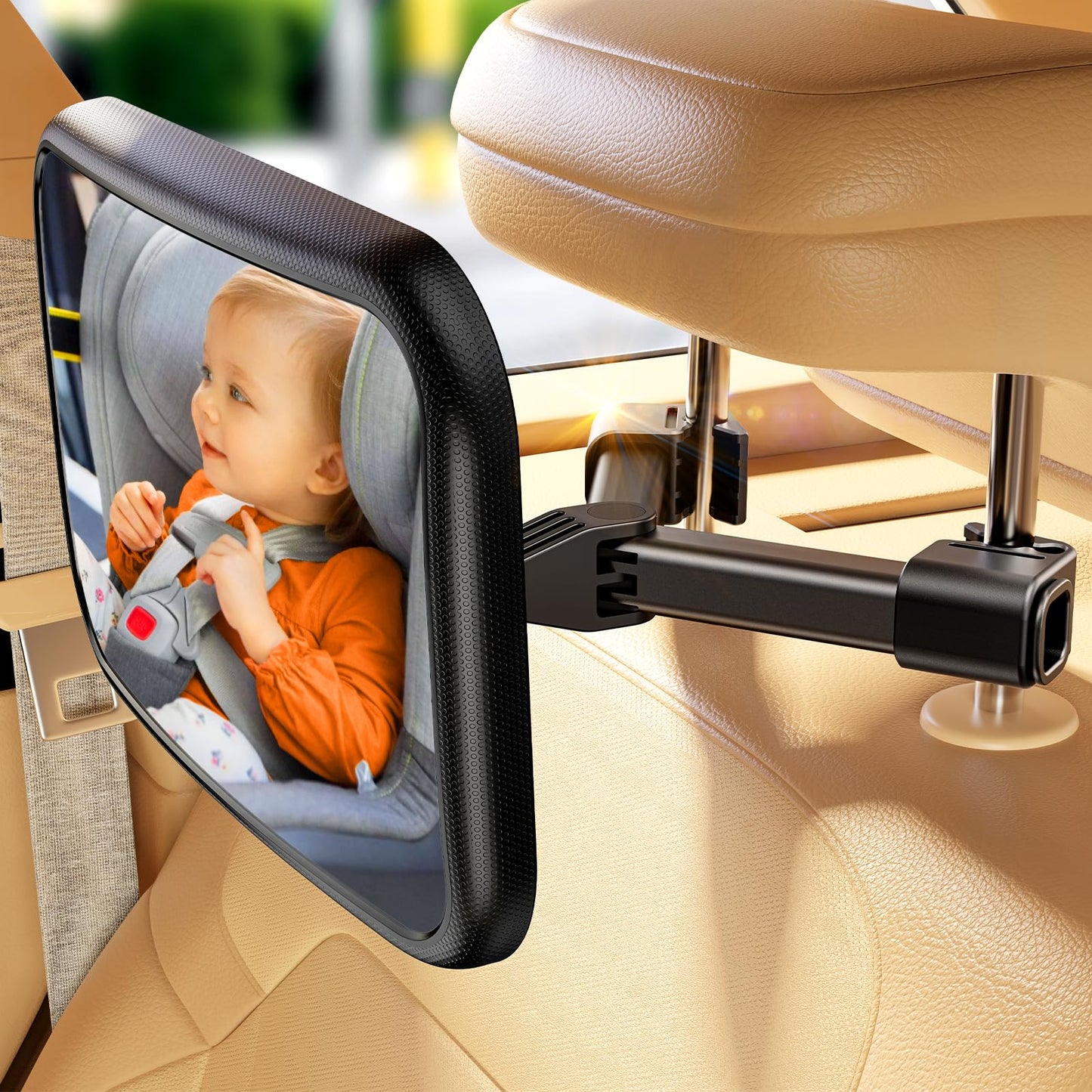 TAZENI Baby Car Mirror for Never Shake Newborn Essentials Baby Mirror for Car Seat Rear Facing Hook Clip Design 360° Adjustable Easy Install Back Seat Mirror for Baby Clear View ShatterProof