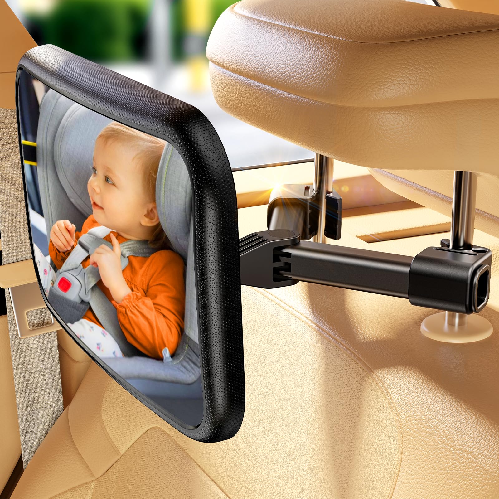TAZENI Baby Car Mirror for Never Shake Newborn Essentials Baby Mirror for Car Seat Rear Facing Hook Clip Design 360° Adjustable Easy Install Back Seat Mirror for Baby Clear View ShatterProof
