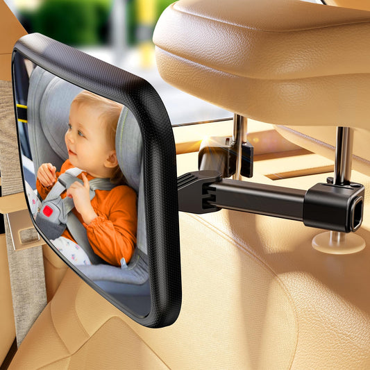 TAZENI Baby Car Mirror for Never Shake Newborn Essentials Baby Mirror for Car Seat Rear Facing Hook Clip Design 360° Adjustable Easy Install Back Seat Mirror for Baby Clear View ShatterProof