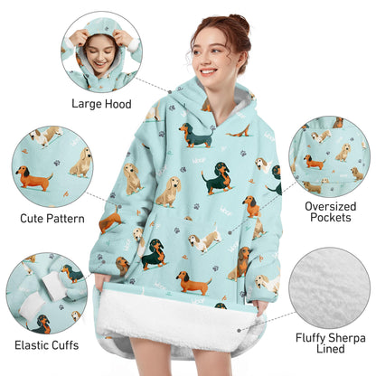Queenshin Oversized Wearable Blanket Fluffy Hoodie for Women Men Dachshund 🍁 All In One Marketplace Canada