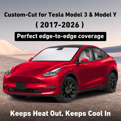 EcoNour Tesla Windshield Sunshade | 240T Polyester Shield for Model 3/Y | Superior UV & Heat Protection