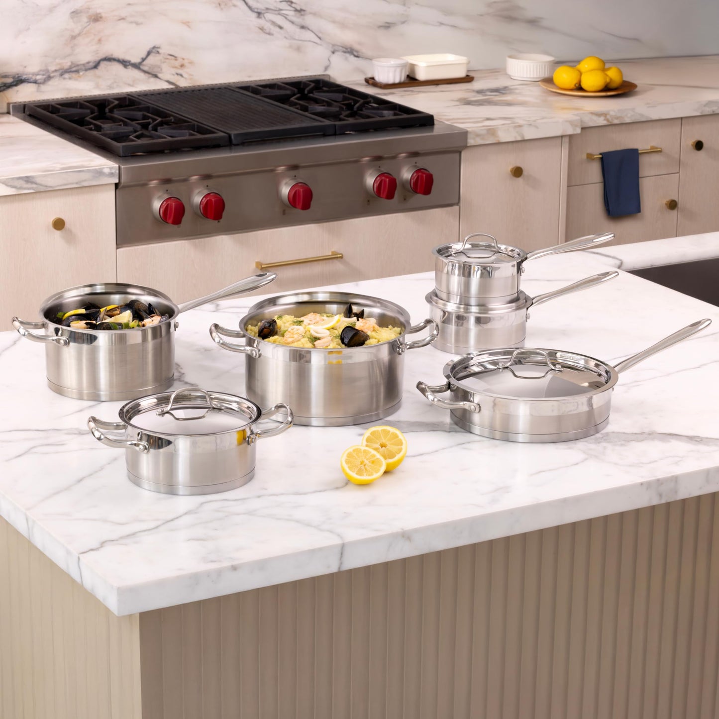 Lagostina Moderna 12-Piece Stainless Steel Cookware Set, Commercial Capsule Base, Induction Safe Pots and Pan Set Includes Saucepan, Casserole, Dutch Oven & Lids, Oven Safe up to 400°F / 204ºC 🍁 All In One Marketplace Canada Lagostina