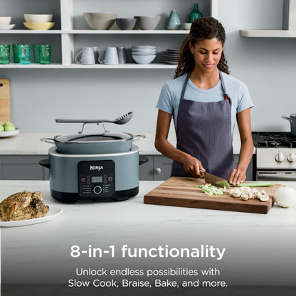 Ninja MC1001C Foodi PossibleCooker PRO 8.5 Quart Multi-Cooker, with 8-in-1 Slow Cooker,Dutch Oven,Steamer &More,Glass Lid & Integrated Spoon,Nonstick,Oven Safe Pot to 500°F,Sea Salt Gray,Sea Salt Grey - Available at All In One Marketplace Canada