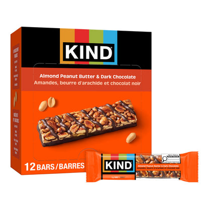 KIND Healthy Snacks Bars, Almond Peanut Butter & Dark Chocolate, Gluten Free, 7g Protein, 12 Count