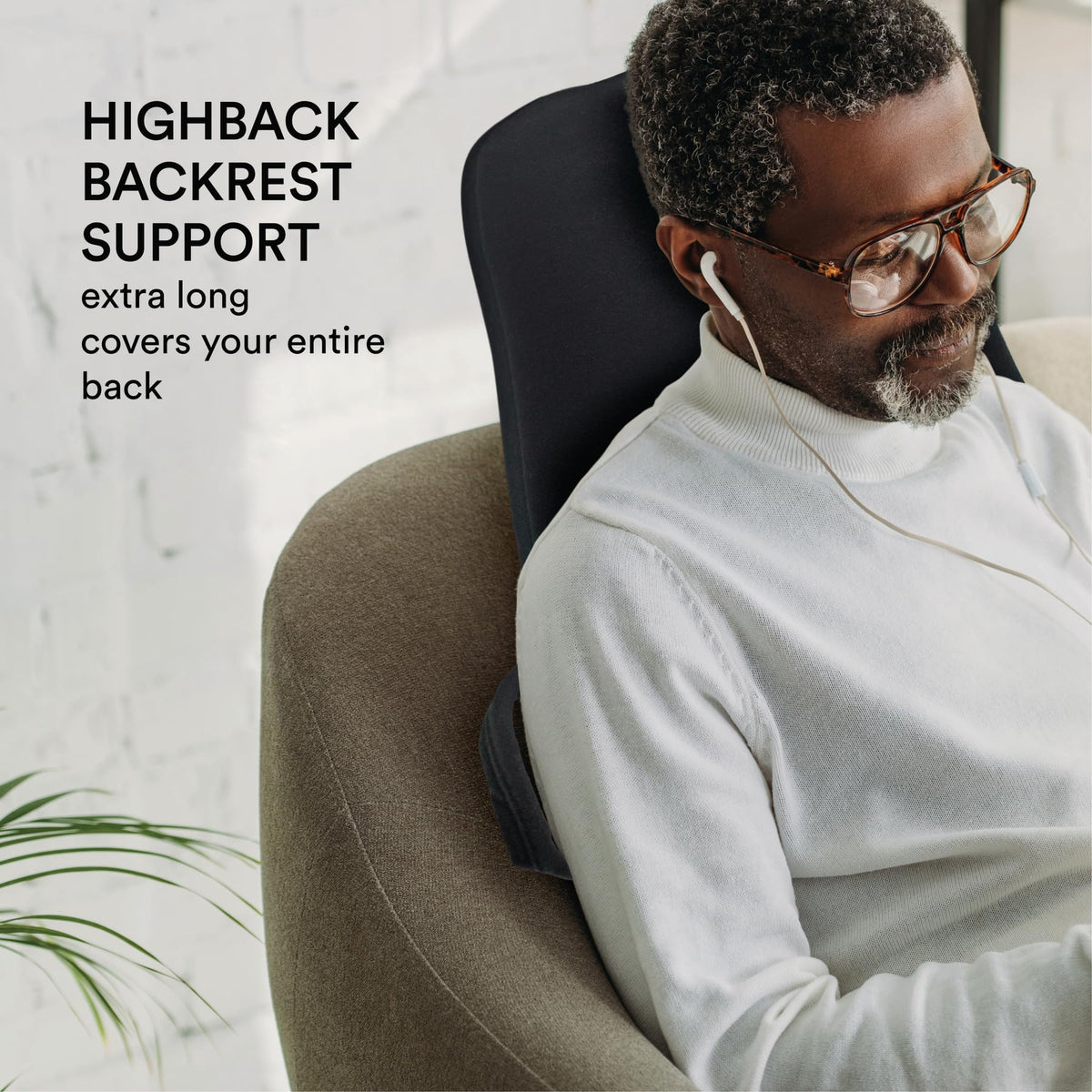 ObusForme HighBack Backrest Support – Extra-Tall Ergonomic Lumbar Cushion for Office & Gaming Chair | Rigid Full-Back Frame + Removable Lumbar Pad