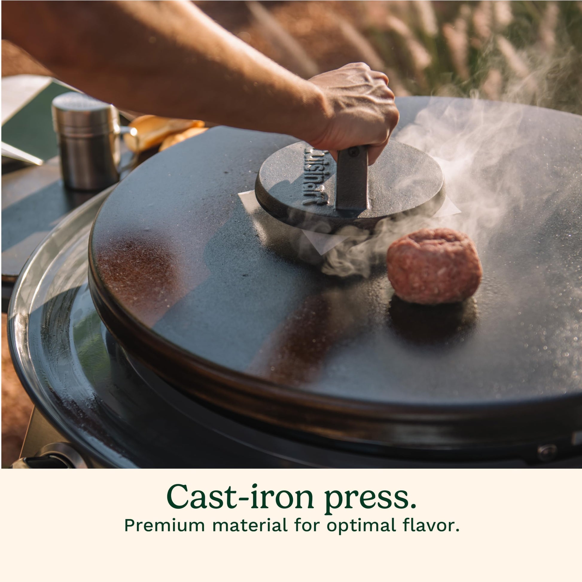Cuisinart Smash Burger Kit with Cast Iron Burger Press, Spatula, Seasoning Shaker and Patty Papers (CSBK-400C) - Available at All In One Marketplace Canada