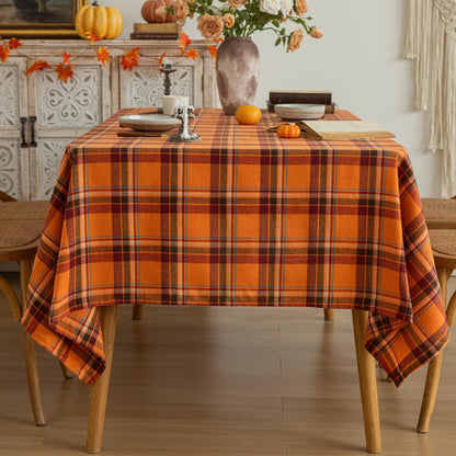 AQOTHES Plaid Fall Tablecloth Thanksgiving Rectangle 60x84 Inch Orange Red 🍁 All In One Marketplace Canada