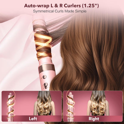 Mythsight StyleVibe 6-in-1 Air Styler, Hair Dryer & Blow Dryer Brush with Auto Wrap Curl L/R, Fast Drying, Smooth Blowouts, Root-Lift Volume, No Heat Damage Frizz-Free Thermal Brush with Travel Bag StyleVibe