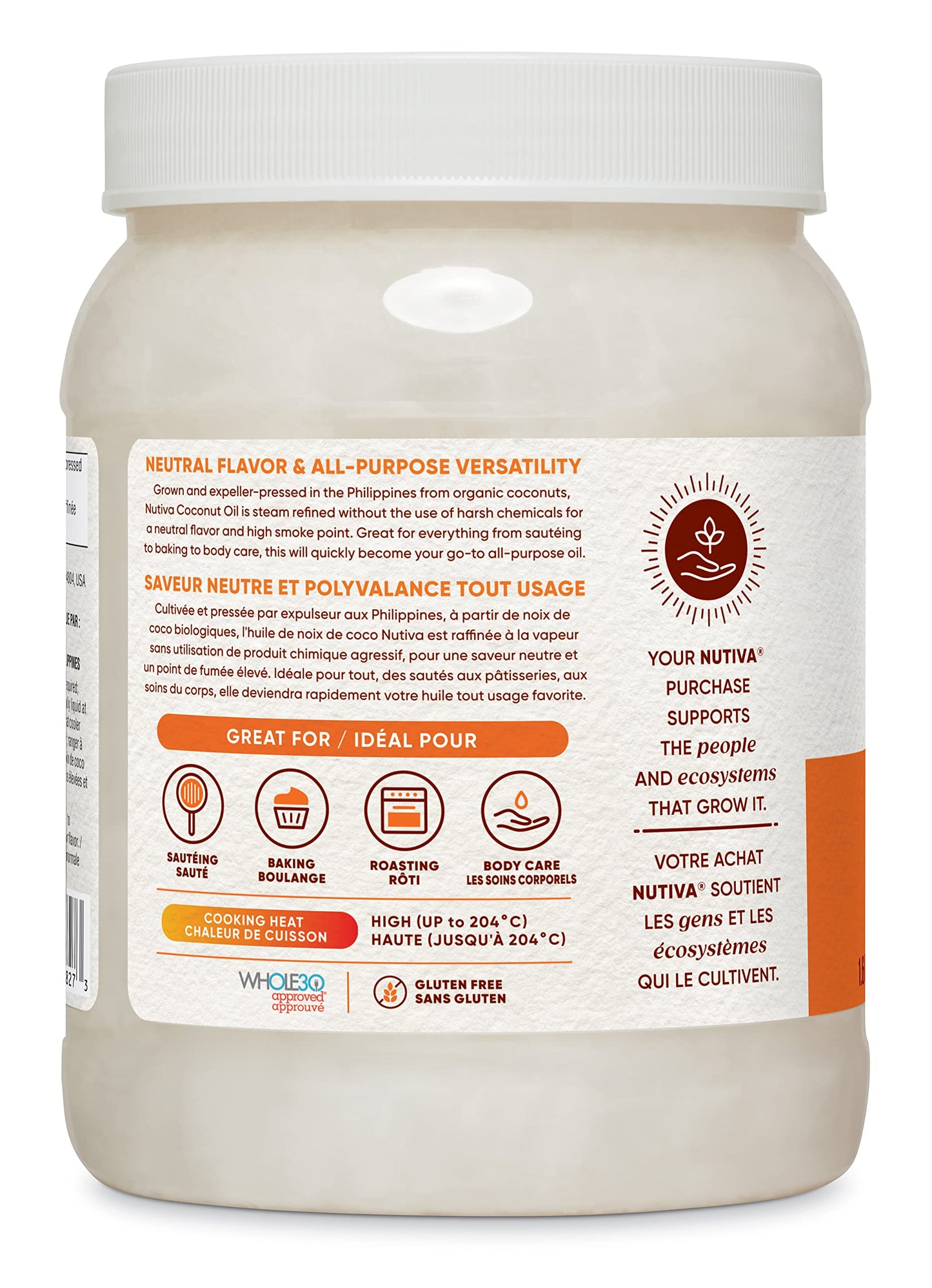 Nutiva Organic Steam-Refined Coconut Oil, 1.6 L, Non-GMO, Fair Trade | Vegan, Keto & Paleo, Neutral Flavor and Aroma for Cooking & Natural Moisturizer for Skin and Hair 🍁 All In One Marketplace Canada