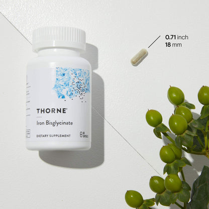 Thorne Iron Bisglycinate - 25 mg Iron Supplement for Enhanced Absorption Without Gastrointestinal Side Effects - 60 Capsules - 60 Servings - Available at All In One Marketplace Canada