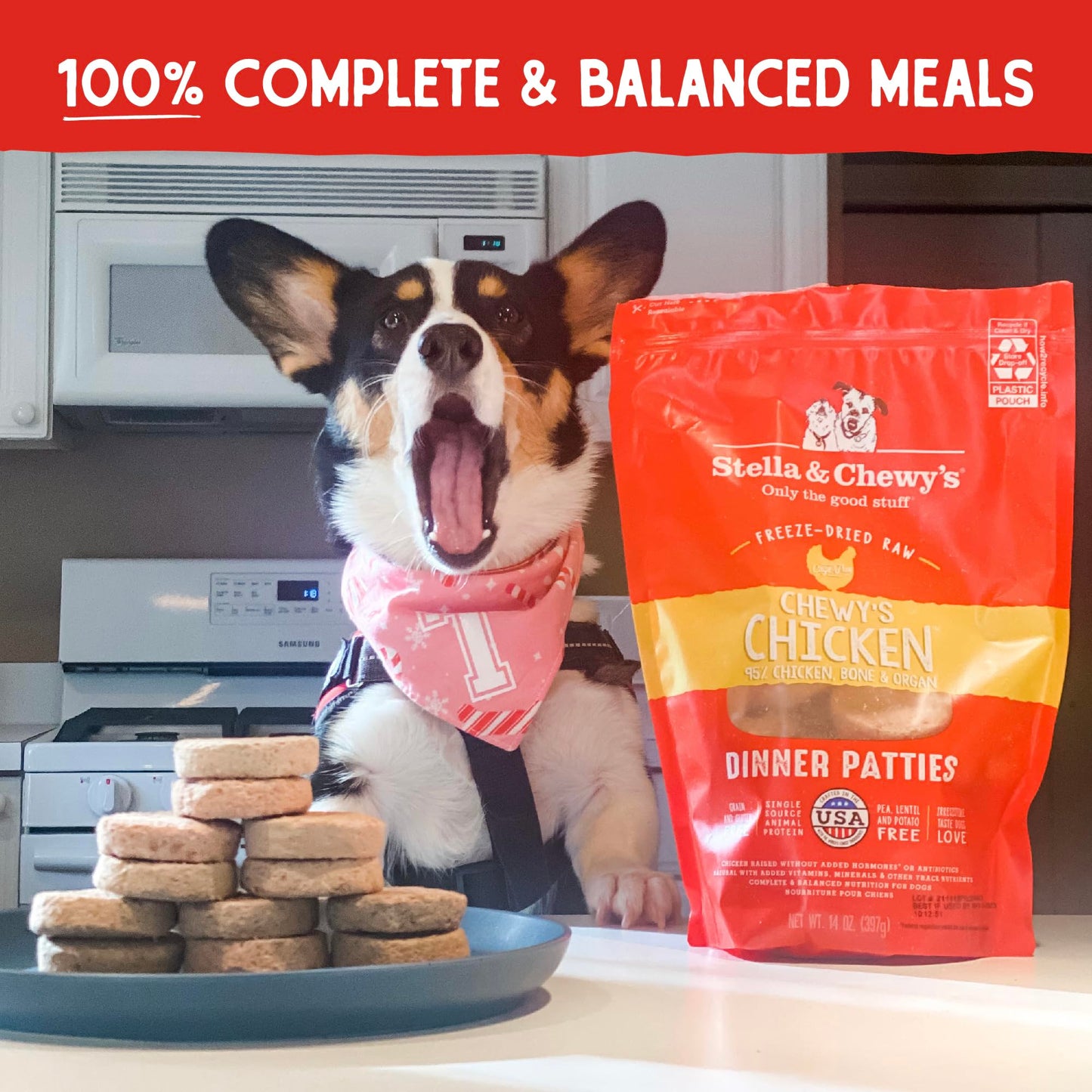 Stella & Chewy’s Freeze Dried Raw Dinner Patties – Grain Free Dog Food, Protein Rich Chewy’s Chicken Recipe – 708g Bag