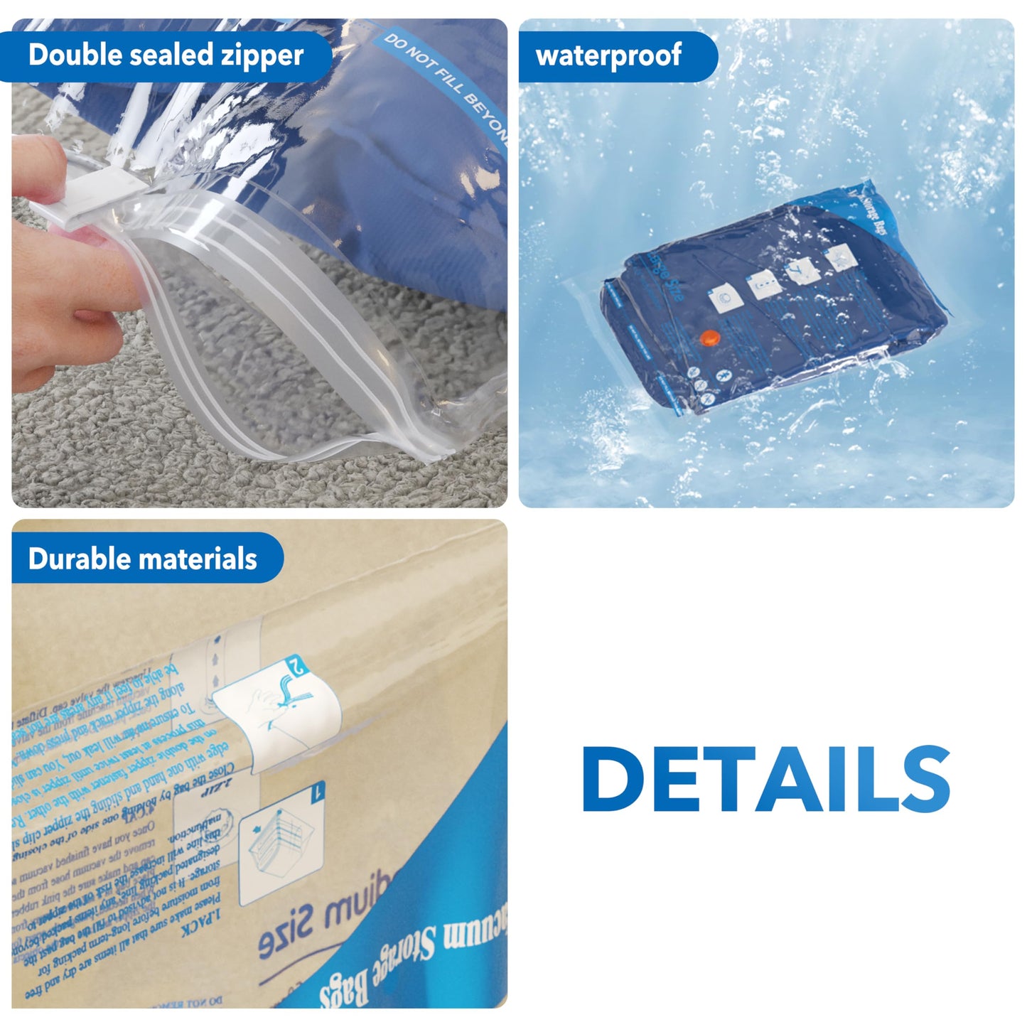 24 Pack Vacuum Storage Bags with Electric Pump (5 Jumbo/5 Large/5 Medium/5 Small/4 Roll), Plastic Packaging Bags,Space Saver Sealer Bags for Clothes, Pillows, Comforters, Blankets, Bedding