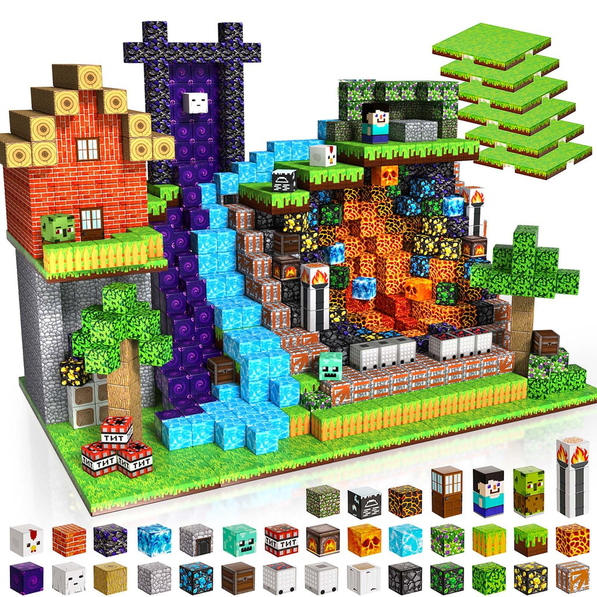 ToyUnited 200 Pieces Magnetic Blocks with 6 Base Plate Cute Fun Game Magnetic Building Blocks Montessori Stacking Sensory Toy for Kids Ages 3 4 5 6 7 8-12 Year Old Boys Girls Gifts Christmas 🍁 All In One Marketplace Canada