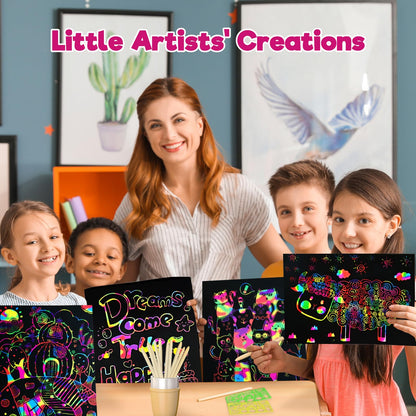 ZMLM 100PCS Rainbow Scratch Paper Art Gifts, Arts and Crafts for Kids Toys 🍁 All In One Marketplace Canada