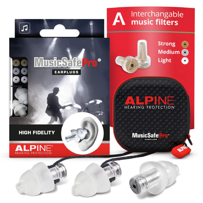 Alpine MusicSafe Pro High Fidelity Music Earplugs for Noise Reduction - 3 Interchangeable Premium Filter Sets - Professional Musician Hearing Protection - Hypoallergenic Reusable Soft Invisible Plugs Alpine