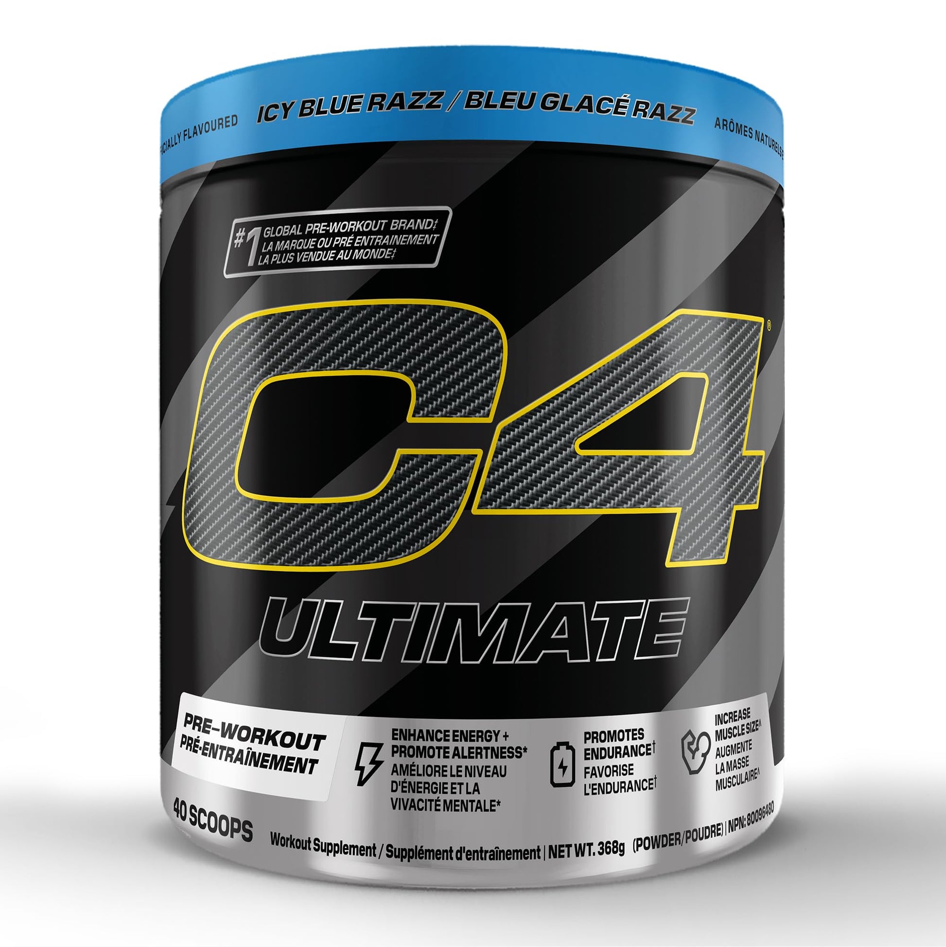 Cellucor C4 Ultimate Pre Workout Powder - Sugar Free Preworkout Energy with 300mg Caffeine and Creatine for Men & Women - Icy Blue Razz, 20 Servings Cellucor