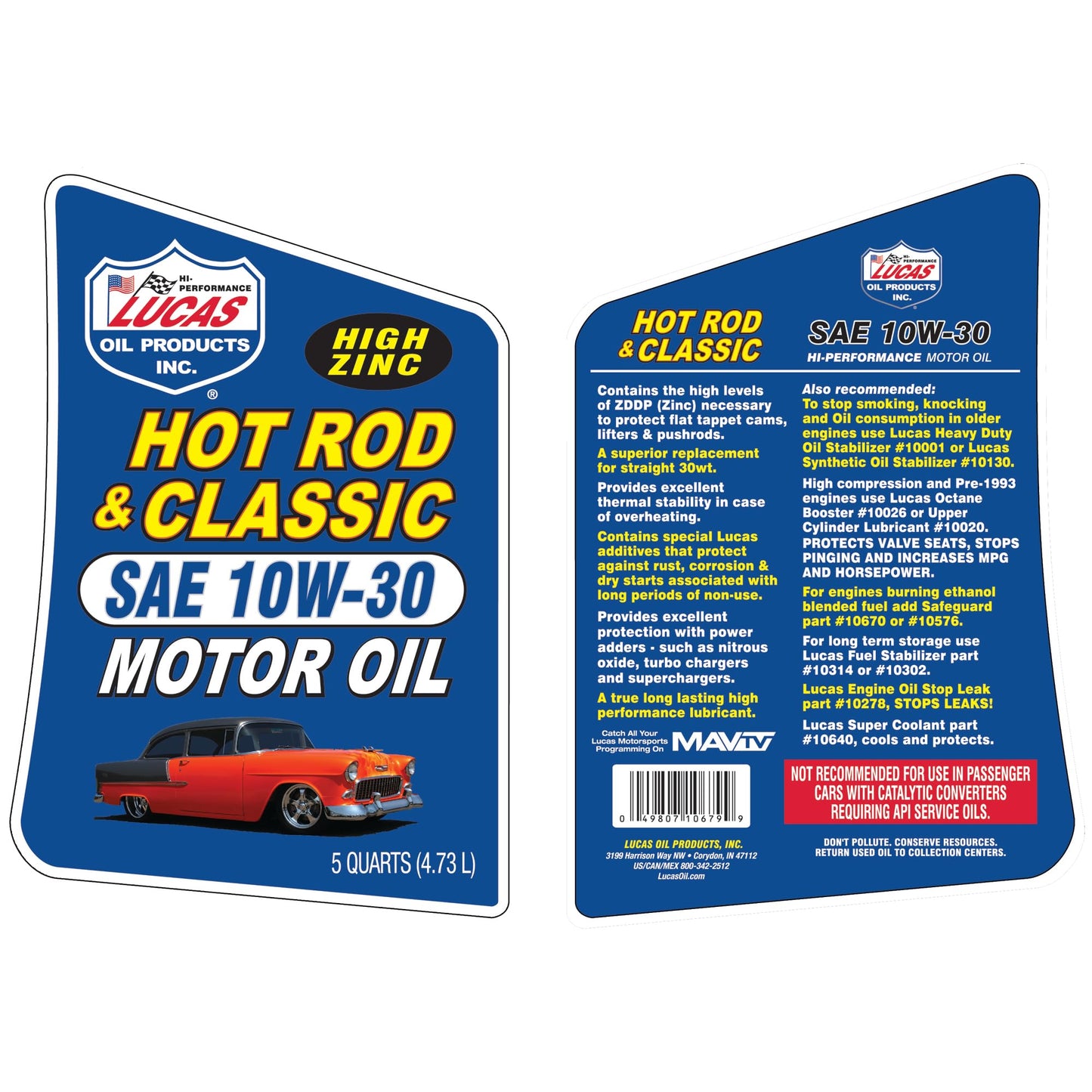 Lucas Oil 10679 10W-30 Petroleum Oil - 5 Quart Jug Lucas Oil