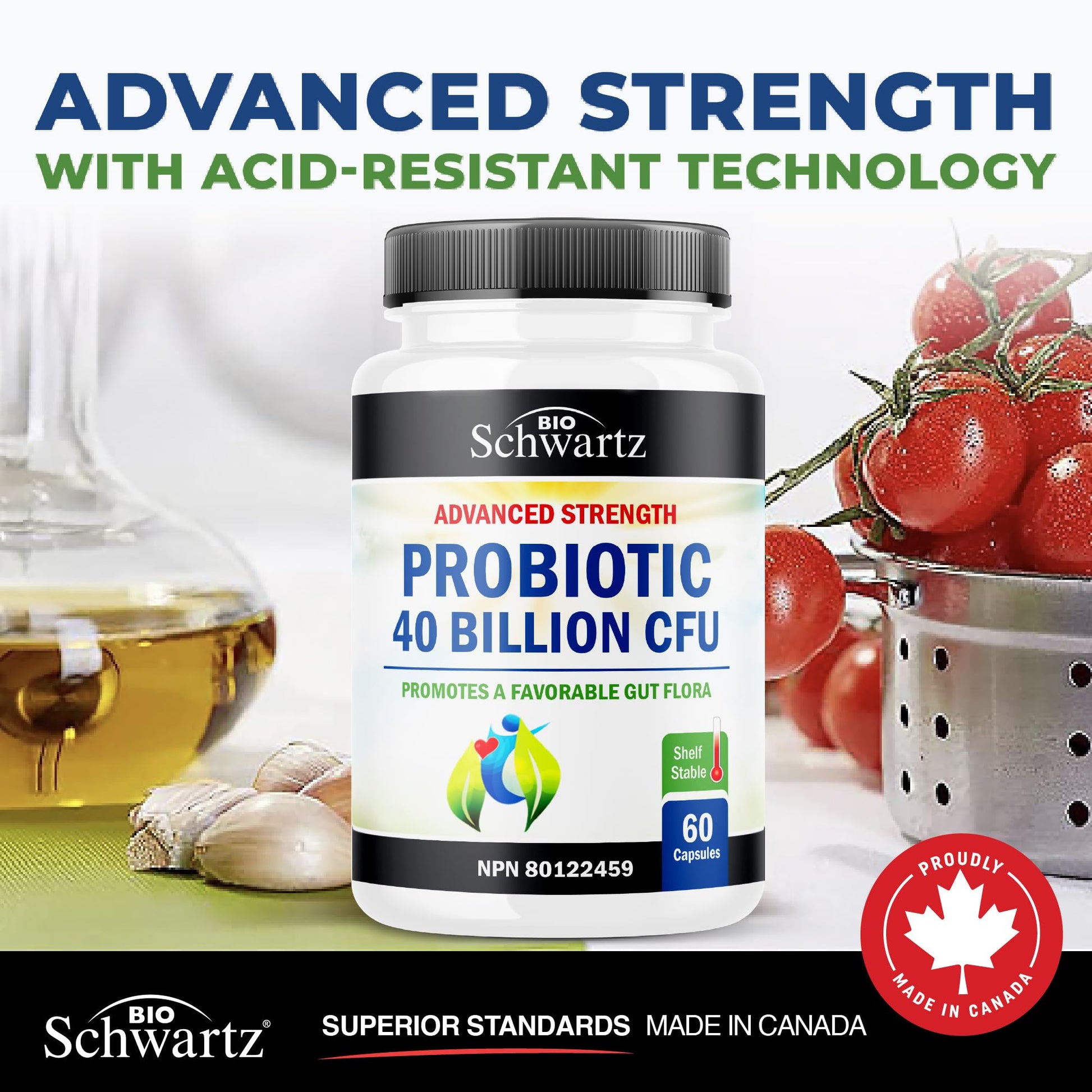 Probiotic 40 Billion CFU - Synbiotics Gut Health - Proudly Canadian Made - Bloating Relief & Digestive Health Support - Guaranteed Potency Probiotics for Men & Women - Shelf Stable, Non-GMO, 60ct