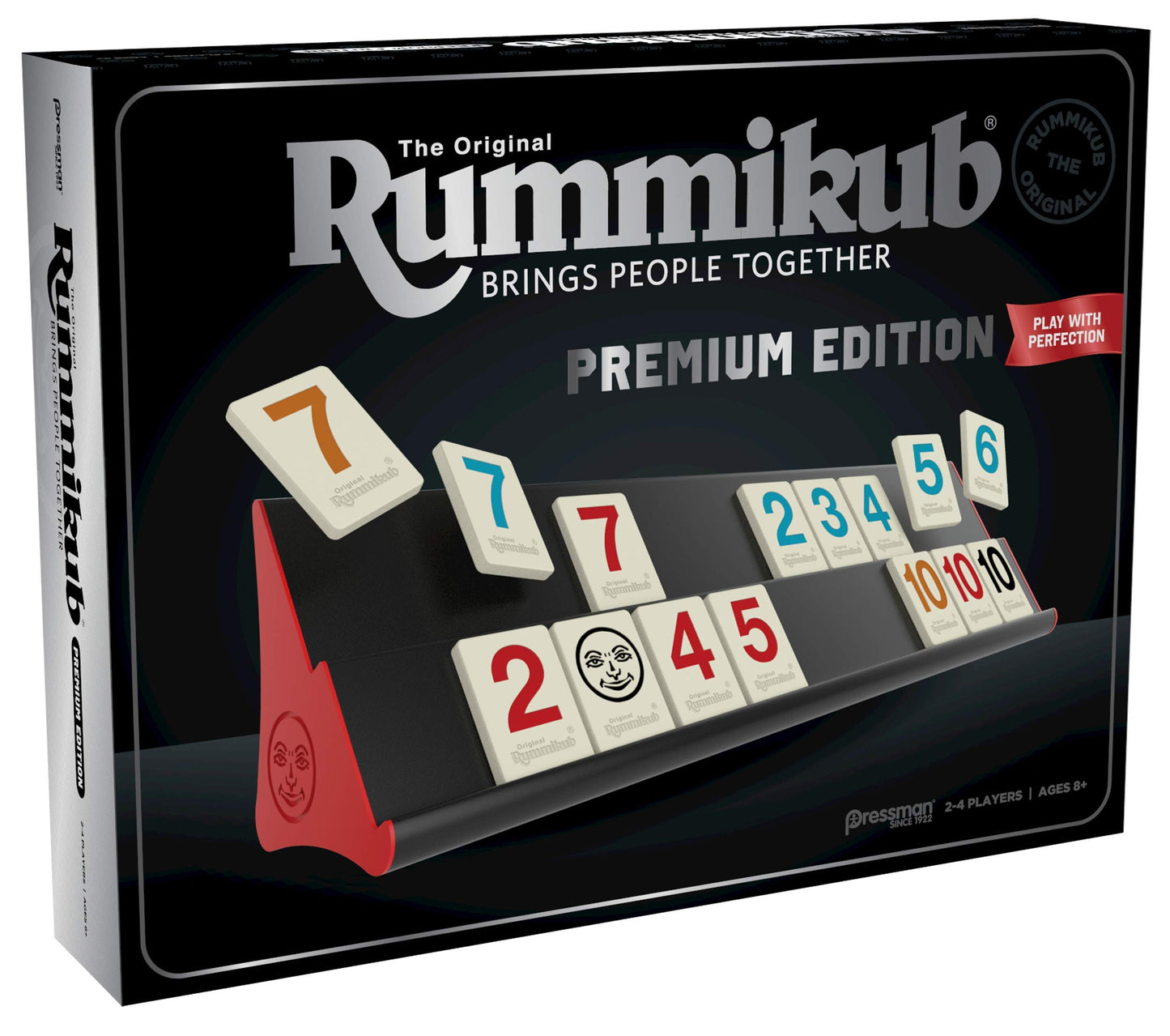 Rummikub Premium Edition - Features Racks - Large Number Engraved Tiles and a Storage Bag for the Ultimate Rummikub Experience Pressman
