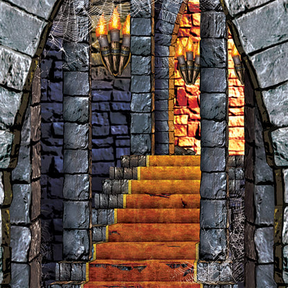Beistle Medieval Stairway, Window & Torch Props, 9 Images, Haunted Castle Wall Decorations, Spooky Gothic Scene for Halloween Parties & Dungeon Themes, Printed Plastic Cutouts, 18” to 60”