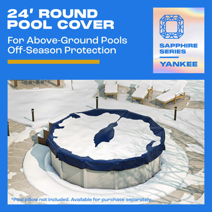 Winter Pool Cover 24 ft Round for Above Ground | Extra Thick & Durable Above-Ground Pool Cover | Sapphire Series of Premium Cold- and UV-Resistant Pool Cover | by Yankee Pool Pillow 🍁 All In One Marketplace Canada