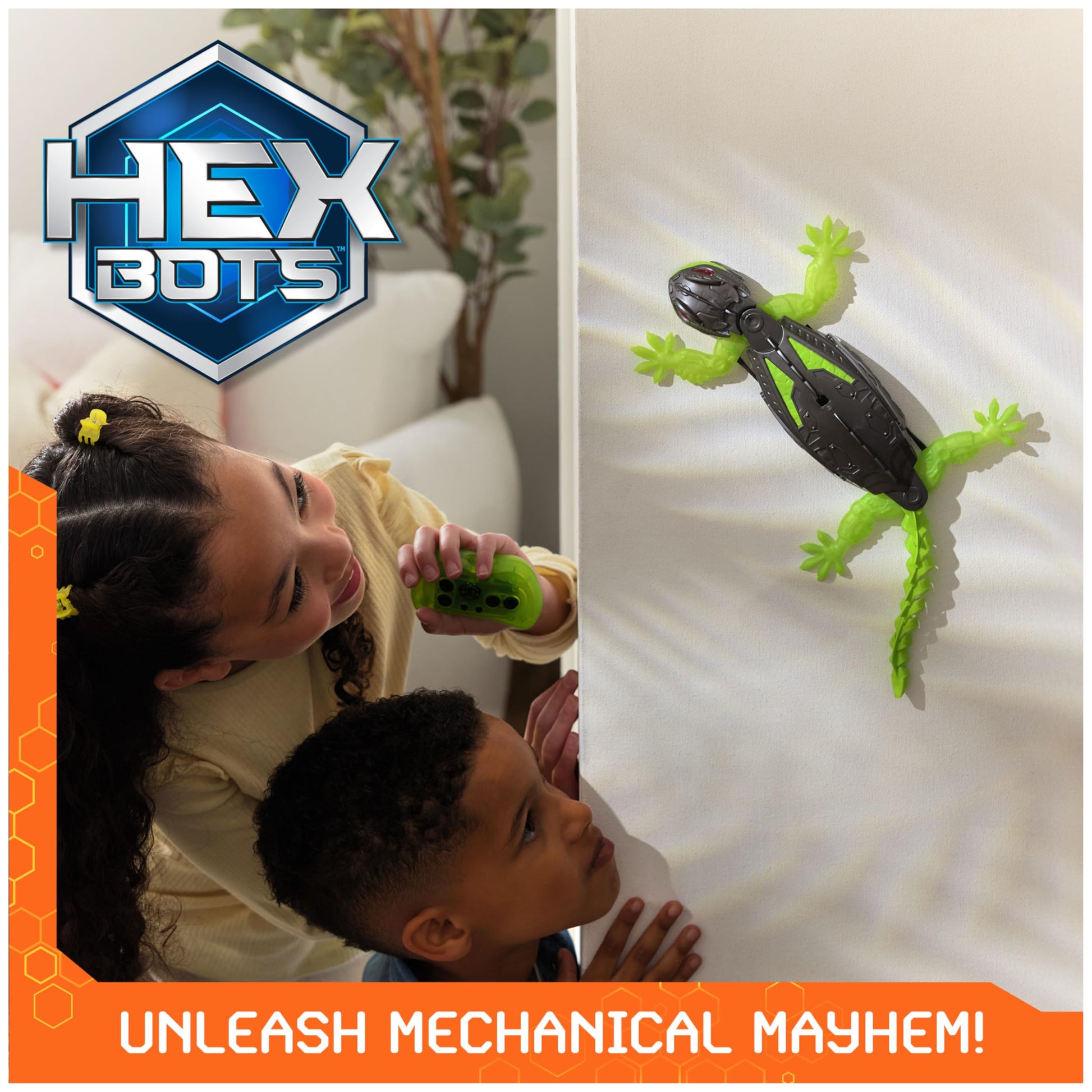 HEX Bots Wall Crawler Gecko with Official Wall Climber Technology, Rechargeable Remote Control Robot Kids Toys, Prank Toys for Boys & Girls Ages 4 & Up