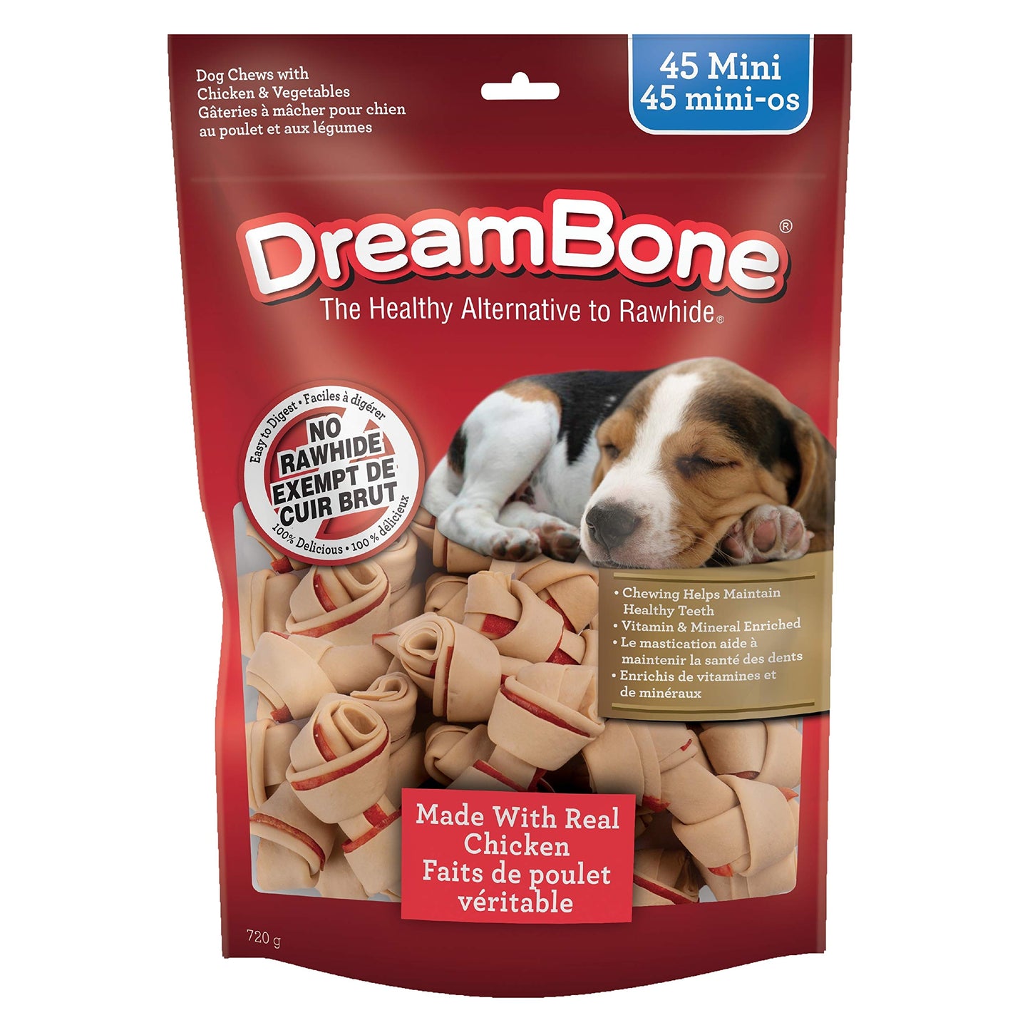 DreamBone Mini Dog Treats, Chicken, Rawhide Alternative Dog Chews, 45 Mini Bones, 720g 🍁 All In One Marketplace Canada