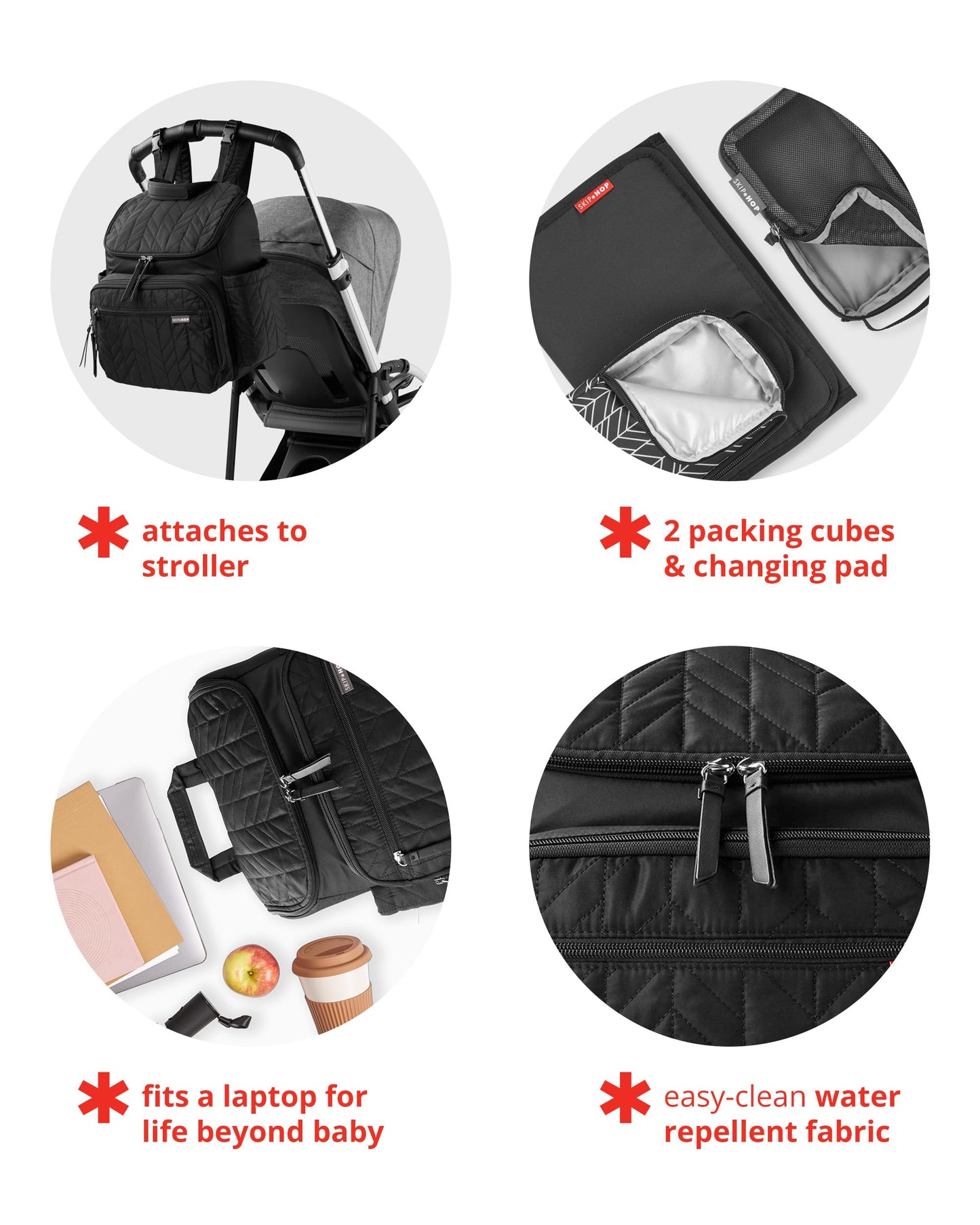 Skip Hop Diaper Bag Backpack: Forma, Multi-Function Baby Travel Bag with Changing Pad & Stroller Attachment, Black 🍁 All In One Marketplace Canada