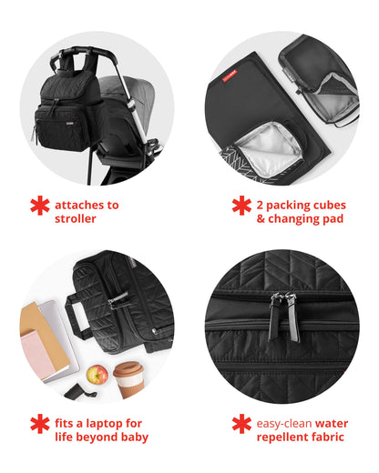 Skip Hop Diaper Bag Backpack: Forma, Multi-Function Baby Travel Bag with Changing Pad & Stroller Attachment, Black 🍁 All In One Marketplace Canada