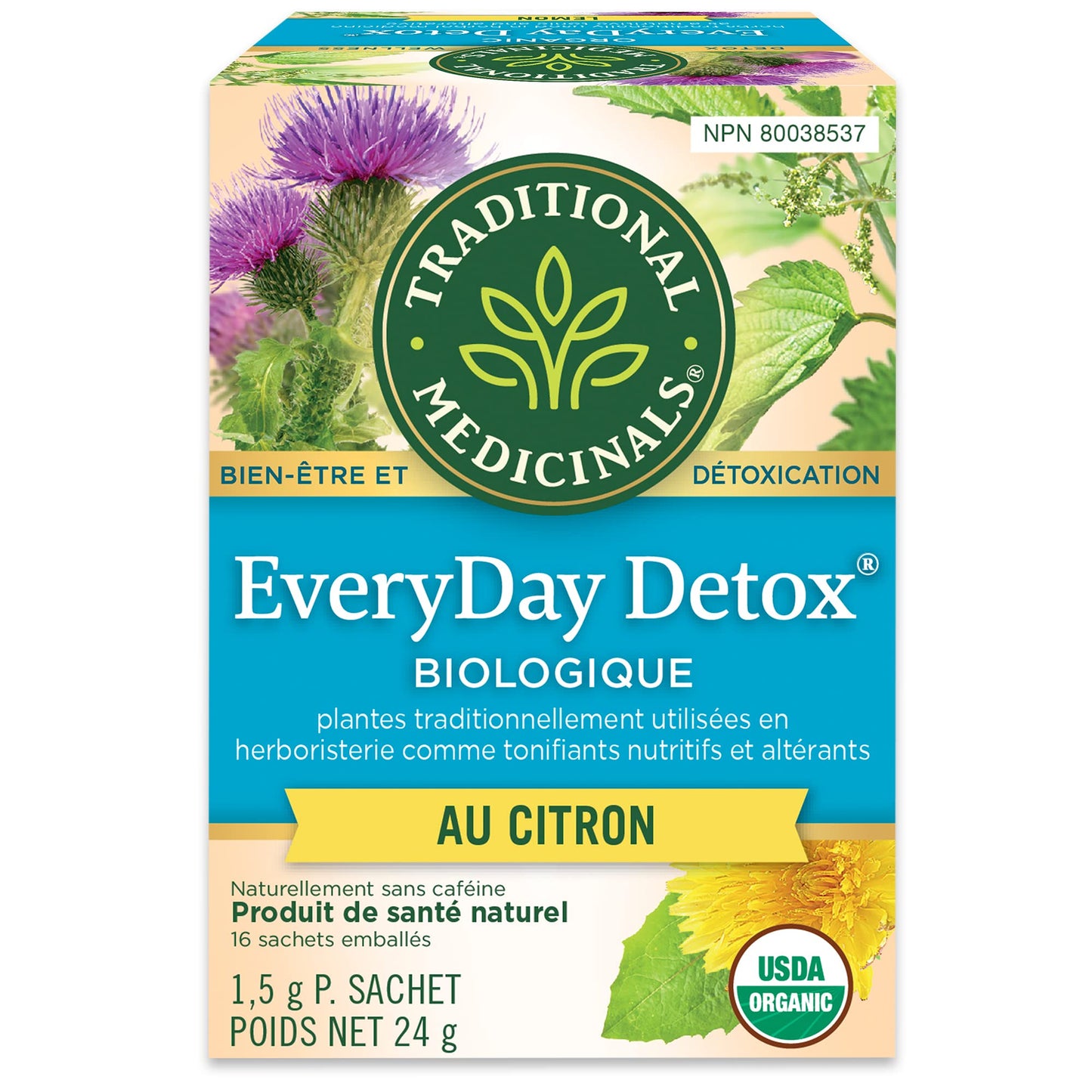 Traditional Medicinals Organic Everyday Detox Lemon Herbal Tea - 6 Pack (96 Tea Bags)