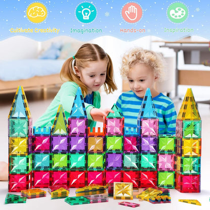 Palano Magnetic Tiles,100PCS Star Magnetic Building Blocks Toy for Ages 3+,Magnetic Tiles for Toddlers Gifts,Montessori Toys,STEM Toys Christmas Toy Gift for Kids Boys and Girls 🍁 All In One Marketplace Canada