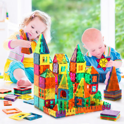 Magnetic Tiles, 110PCS Magnet Building Set, Magnetic Building Blocks,Construction STEM Toys for Kids, Gift for Boys Girls