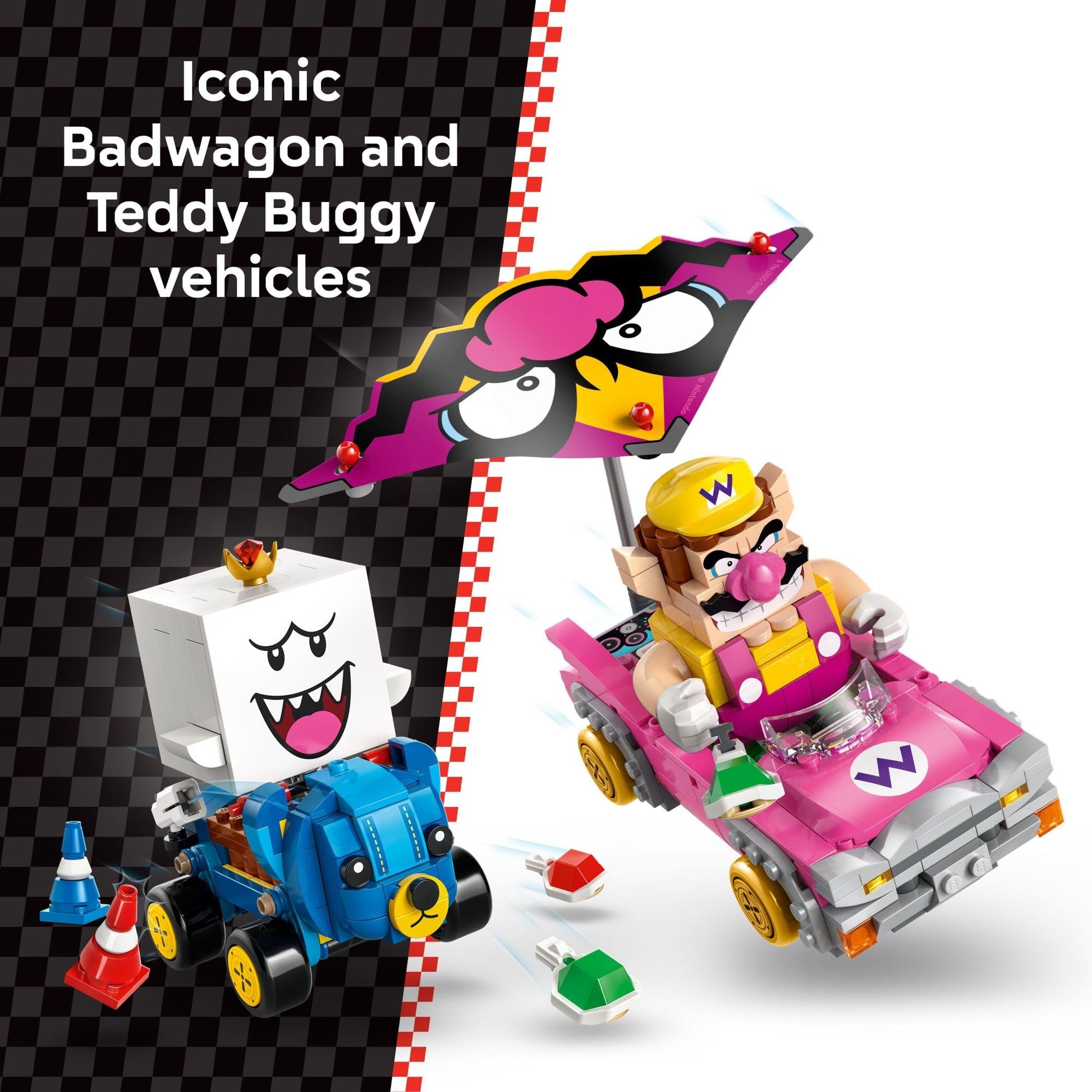 LEGO Super Mario: Mario Kart – Wario & King Boo Building Toy for Kids - Buildable Car Toys W/Drifting Action for Boys & Girls, Ages 8+ - Pretend Play Gift Idea for Birthdays & Any Gaming Fans - 72038 LEGO