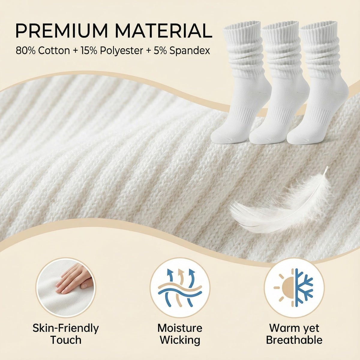 Slouchy Socks for Women Scrunch Crew Winter White Cotton Slouch Sock 🍁 All In One Marketplace Canada
