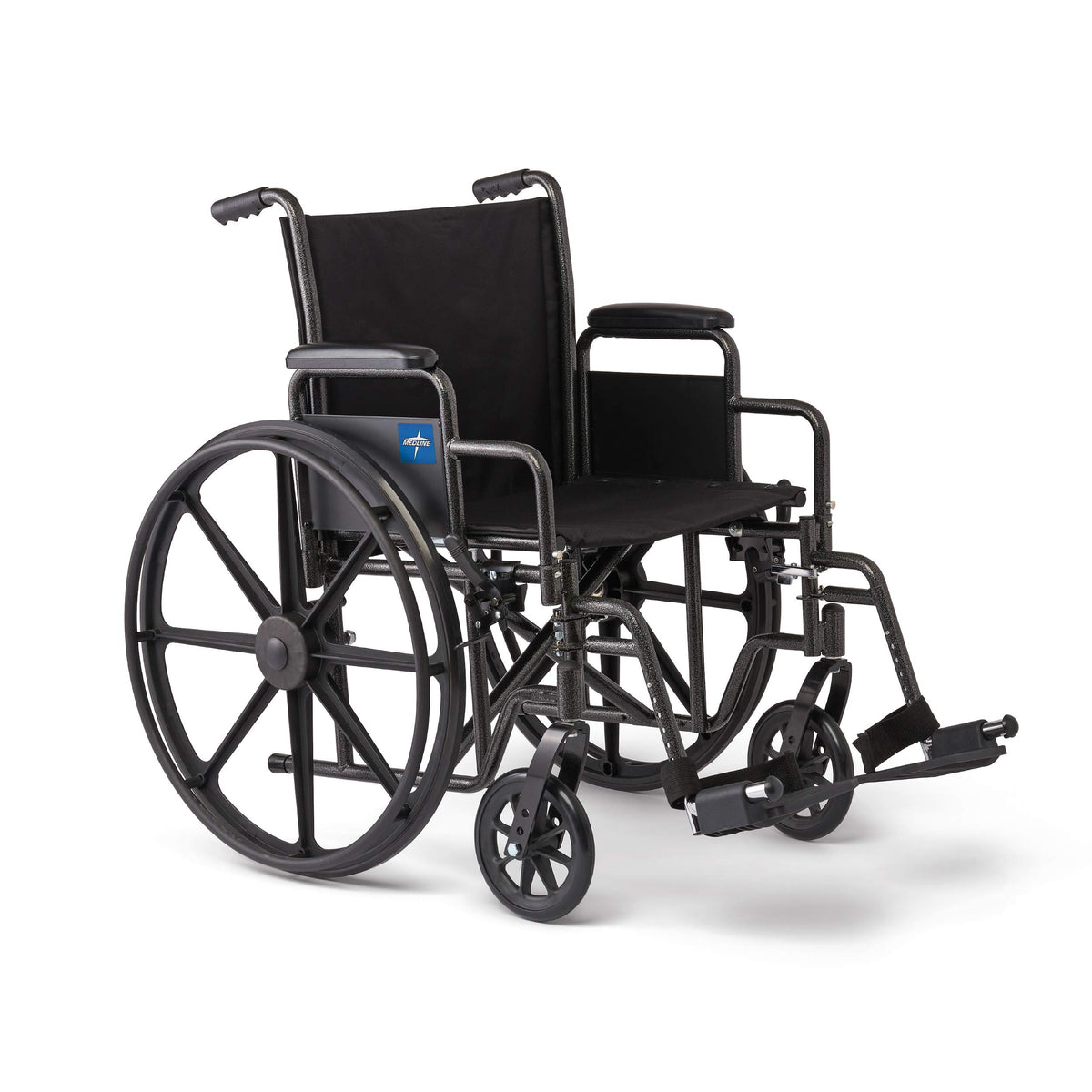 Medline Strong and Sturdy Wheelchair with Desk-Length Arms and Swing-Away Leg Rests for Easy Transfers, 16” Seat (K1166N22S)