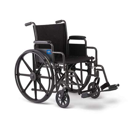Medline Strong and Sturdy Wheelchair with Desk-Length Arms and Swing-Away Leg Rests for Easy Transfers, 16” Seat (K1166N22S)
