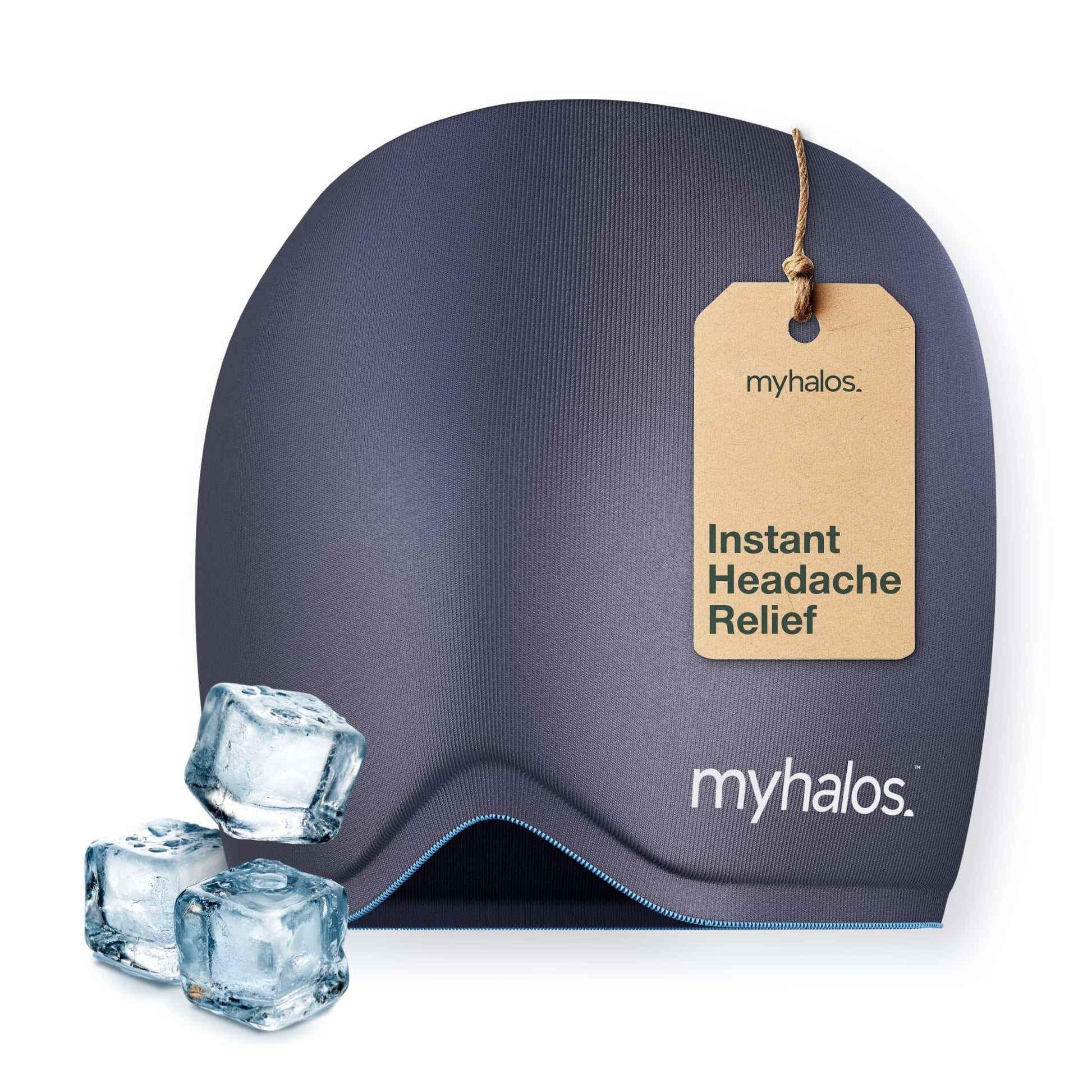 MyHalos® Migraine Relief Cap - Wearable Ice Pack Cold Wrap Hat -Reusable Cold Therapy Headache Cap & Migraine Cap, for Tension Headache Relief and Sinus Pressure - Form-Fitting Cold Compress Head Wrap - Available at All In One Marketplace Canada