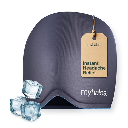 MyHalos® Migraine Relief Cap - Wearable Ice Pack Cold Wrap Hat -Reusable Cold Therapy Headache Cap & Migraine Cap, for Tension Headache Relief and Sinus Pressure - Form-Fitting Cold Compress Head Wrap - Available at All In One Marketplace Canada
