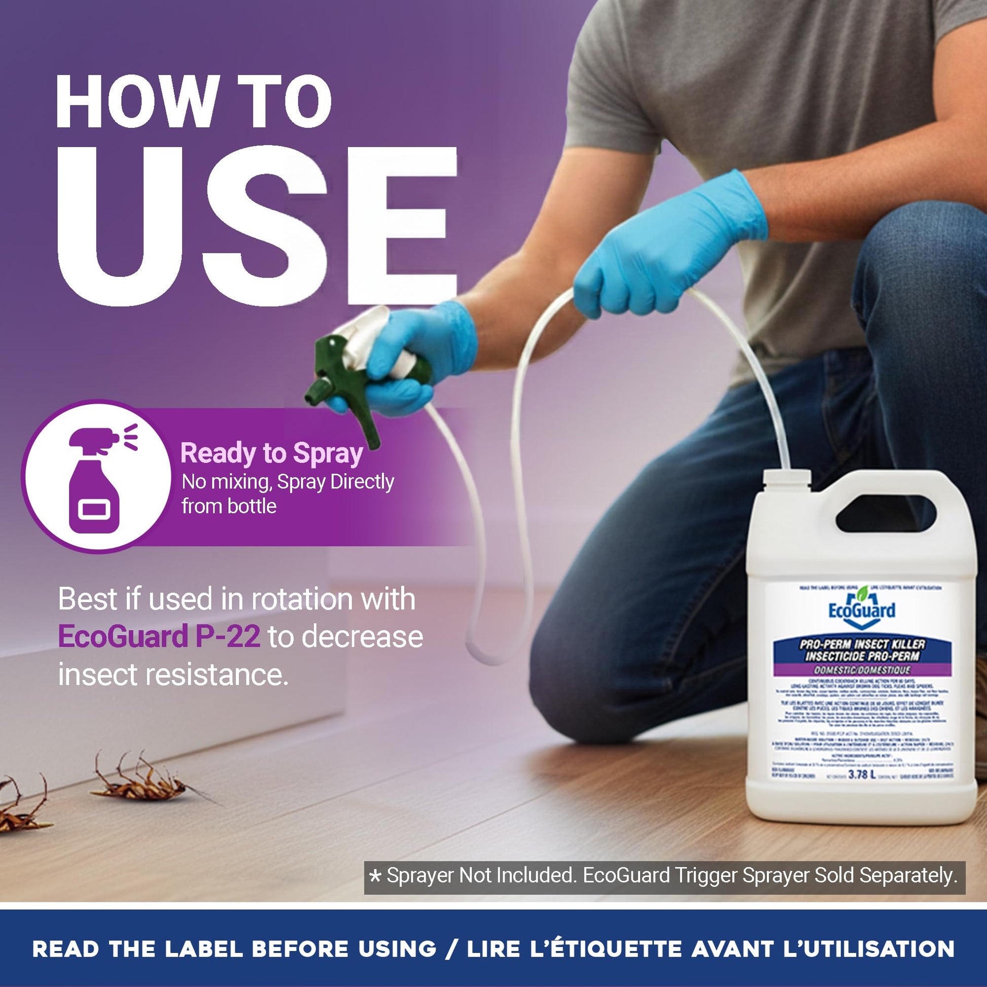 EcoGuard Pro-Perm Insect Killer 3.78L | Professional Insecticide with Fast-Acting Residual Formula | 60 Day Protection | Water-Based, Ready-to-Use Indoors & Outdoors | Sprayer Not Included