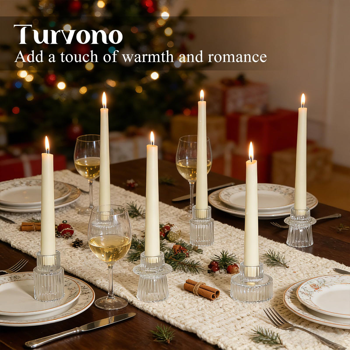 Turvono 12 Pack Ribbed Clear Glass Candle Holders for Table Centerpieces 🍁 All In One Marketplace Canada