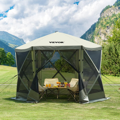 VEVOR Pop Up Gazebo Tent, Pop-Up Screen Tent 6 Sided Canopy Sun Shelter with 6 Removable Privacy Wind Cloths & Mesh Windows, 10x10FT Quick Set Screen with Mosquito Netting, Army Green 🍁 All In One Marketplace Canada