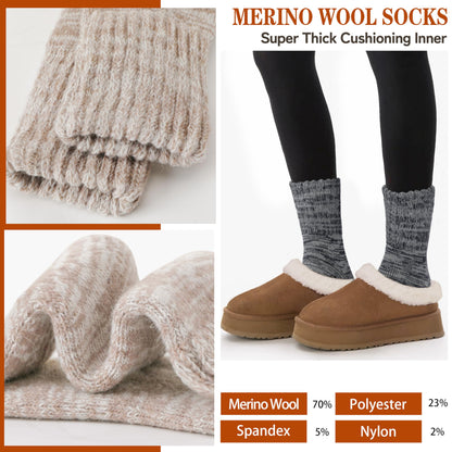 Sandsuced Merino Wool Thermal Boot Socks for Women Men Cozy Warm Hiking Thick Winter Socks 3 Pairs Christmas Stocking Stuffers (Grey/Light Khaki/Black,M) 🍁 All In One Marketplace Canada