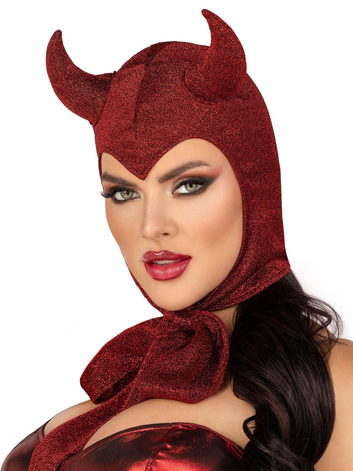 Leg Avenue Women’s Glitter Shimmer Vintage Devil Bonnet, Halloween Costume, RED, O/S, Red, One Size